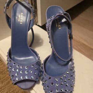 Gucci Women's Blue Embellished Heels